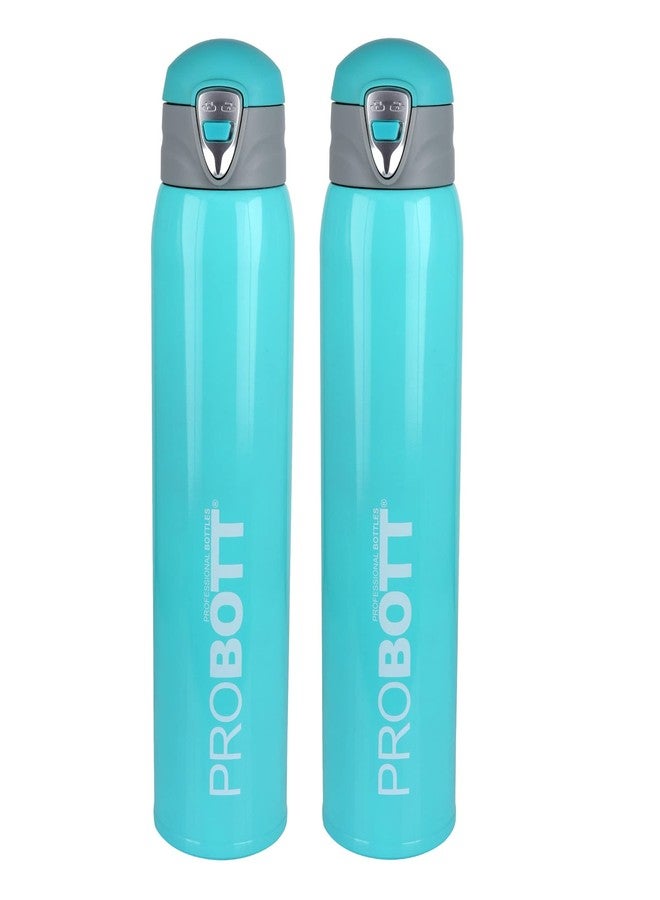 PROBOTT Thermosteel Vacuum Flask Hot & Cold Sports Bottle Each 950ml - Pack of 2 (Blue) - Image 1